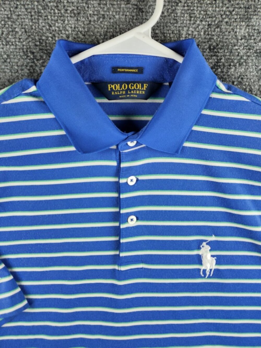 Polo Golf Ralph Lauren Striped Blue Green Big Pons Polo Shirt Performance Medium